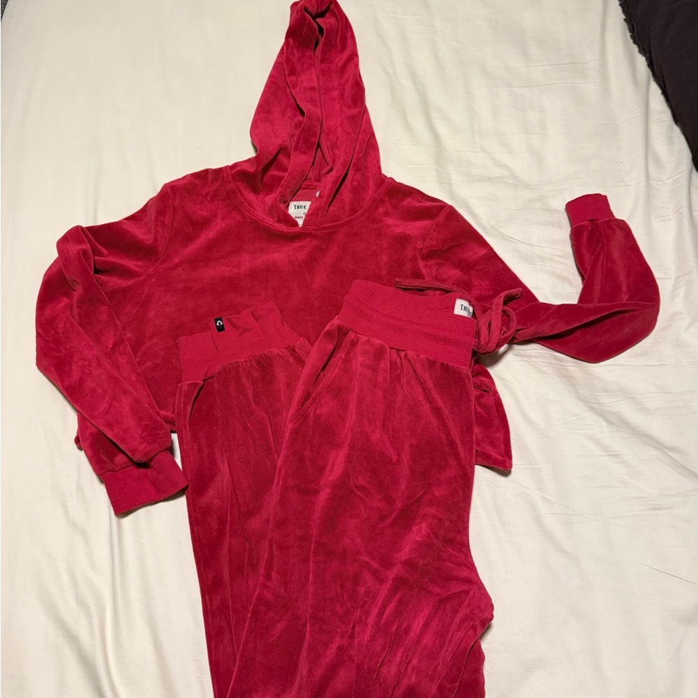 True Religion Red cropped sweatsuit